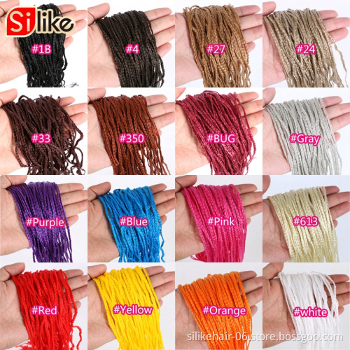 Zizi Braids Crochet Box Braids Twist Synthetic Braiding Hair Extensions 24 roots/Pack Pink White Purple Bug Gray 613 silike